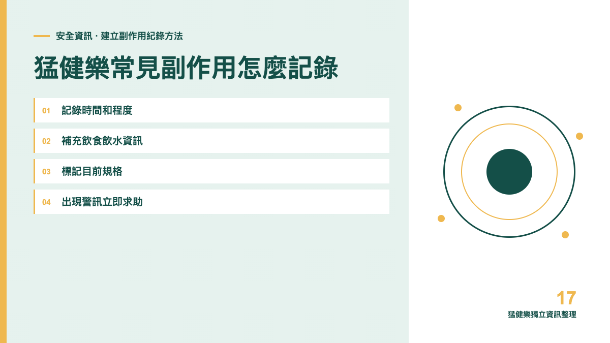 猛健樂常見副作用怎麼記錄？不要只看症狀名稱主題圖